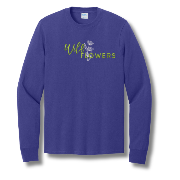 Wildflowers Embroidered Adult Long Sleeve T-Shirt