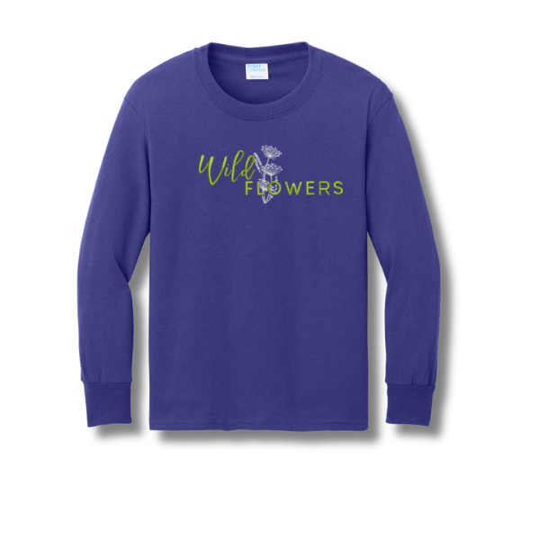 Wildflowers Embroidered Youth Long Sleeve T-shirt
